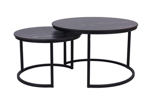 MaximaVida ronde salontafel set Firenze XL 75 en 58 cm - zwart HPL marmer look - vtwonen shop