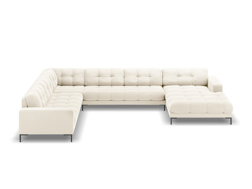 Cosmopolitan Design Panoramische hoekbank links Bali 7-zits, flueel, lichtbeige - 256x327x75cm