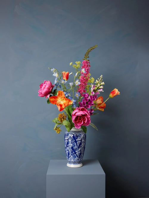 Madame Fleurie zijden boeket Floral Symphony Grande - Eclectic style - met vaas