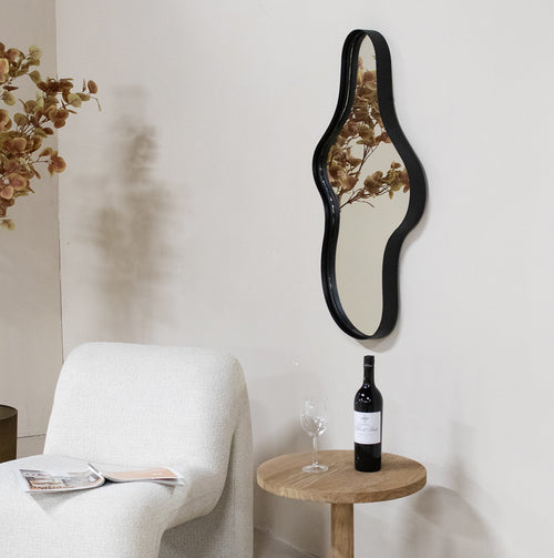 Giga Meubel Spiegel Dory - Organisch - Zwart - 110cm