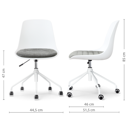 Nolon Nout-Liv eetkamerstoel wit met zeegrijs zitkussen - wit onderstel