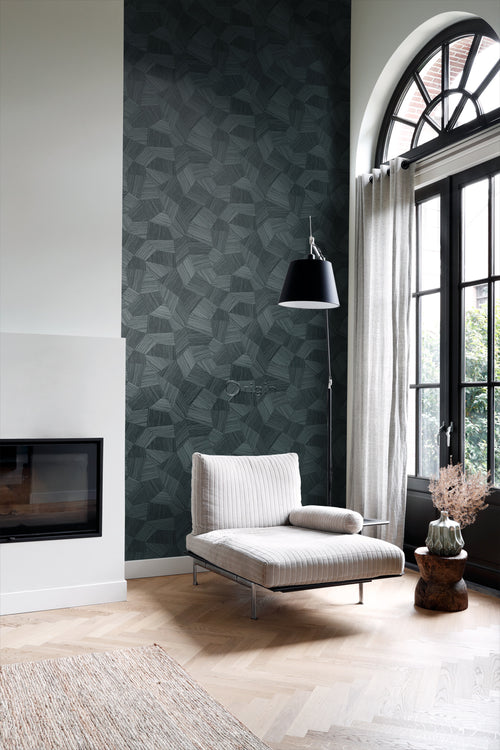 Origin Wallcoverings eco-texture vliesbehang grafisch 3D motief antraciet grijs - 0.53 x 10.05 m - 347825 - vtwonen shop