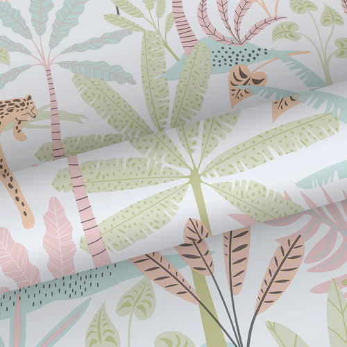 Sanders & Sanders behang jungle dieren groen, roze en blauw - 53 cm x 10.05 m - 640630