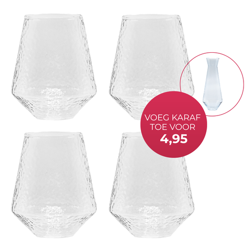 Brût Homeware Water glazen, set van 4. Extra blauwe karaf voor € 4,95!