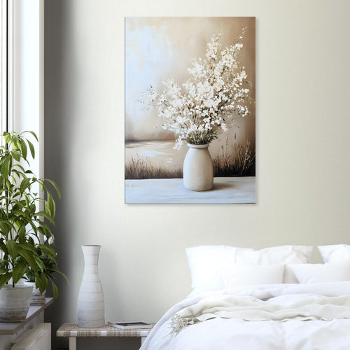 Artfulprints Canvas Timeless white bouquet canvas - 40x60 cm - beige