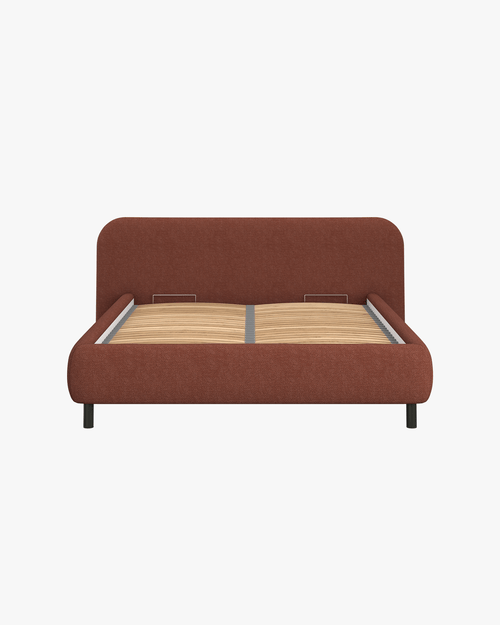 noo.ma Mumo gestoffeerd bed 180 x 200 cm - bouclé Brick Red, laag frame