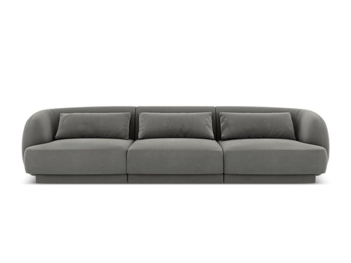 Cosmopolitan Design Bank Tulum 3-zits, flueel, lichtgrijs - 90x255x70cm