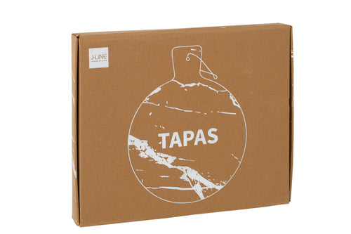 J-Line snijplank Tapas Rond Marmer - steen - zwart/goud