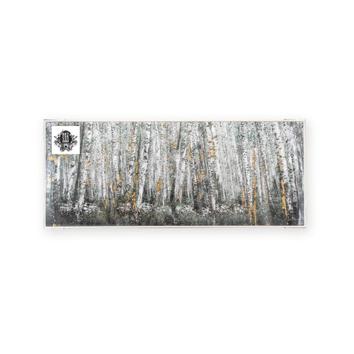 Art for the Home Canvas met handgeschilderde details - Birch woodland - 40x100cm - Bruin