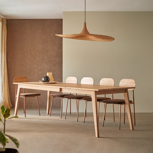 Tikamoon Uitschuifbare tafel van massief eikenhout 6-12 personen. - Naturel