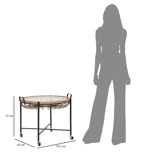 Mauro Ferretti bijzettafel - 70,5x65x57 cm - zwart/bruin