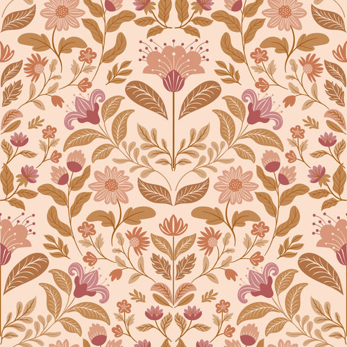 ESTAhome behang vintage bloemen paars en groen - 50 x 900 cm - 131898