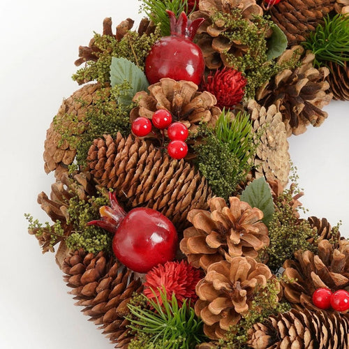 Mica Decorations Kerstkrans Landon H9 x Ø45 cm - Deurkrans met Dennenappels - Kerst Krans Deur en Tafel - Multifunctionele Kerstversiering -