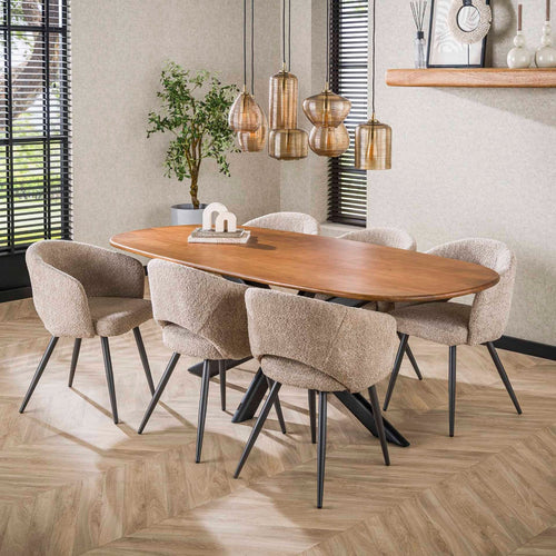 Giga Meubel Eetkamertafel Cliff - Mangohout - 215x105x76cm - vtwonen shop