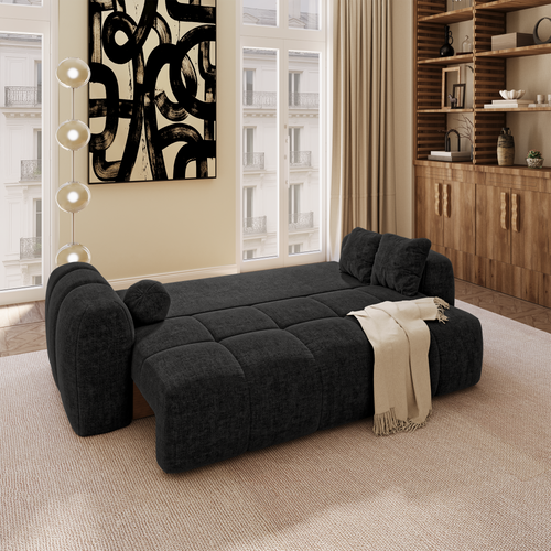 Premium Interiors - Slaapbank met opbergruimte SKY - kruisweefsel donker antraciet 260cm