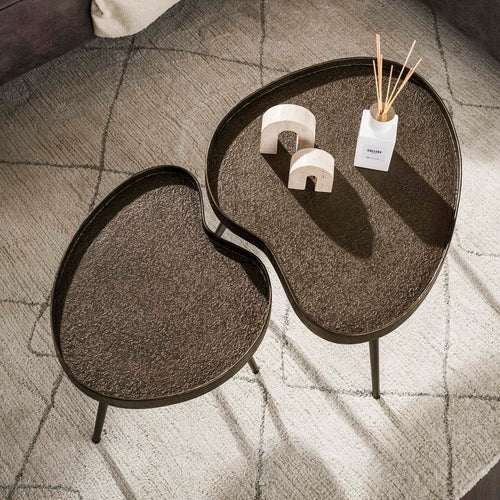 Giga Living Salontafel Contour - Niervormig Brons Metaal - Set Van 2