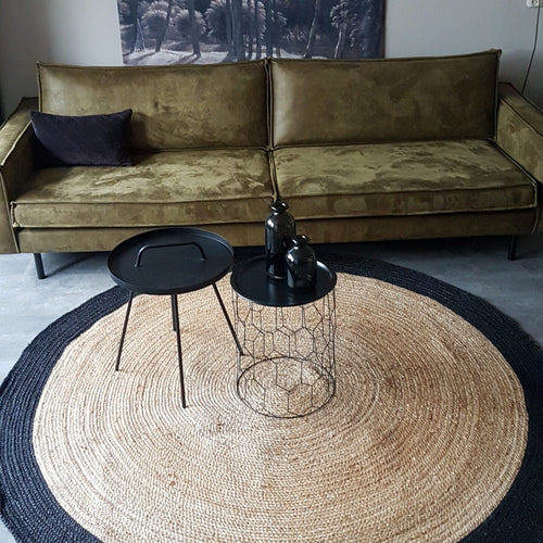 Mrcarpet Rond jute vloerkleed Naturel/antraciet 120cm - vtwonen shop