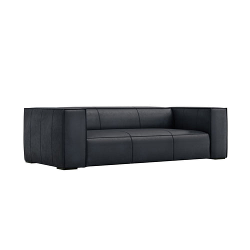 Cosmopolitan Design - Bank Turin 3-zits, echt leer blauw - 100x227x68cm