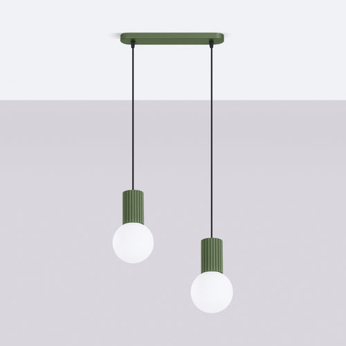 Sollux Lighting Hanglamp HALO 2L olijfgroen - 33,5x6x120cm