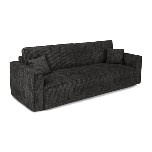 Premium Interiors - Slaapbank met opbergruimte  - corduroy zwart 254cm
