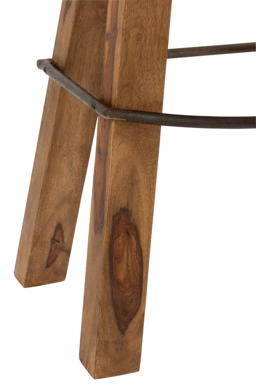 J-Line kruk Gym - leder/hout - camel/naturel