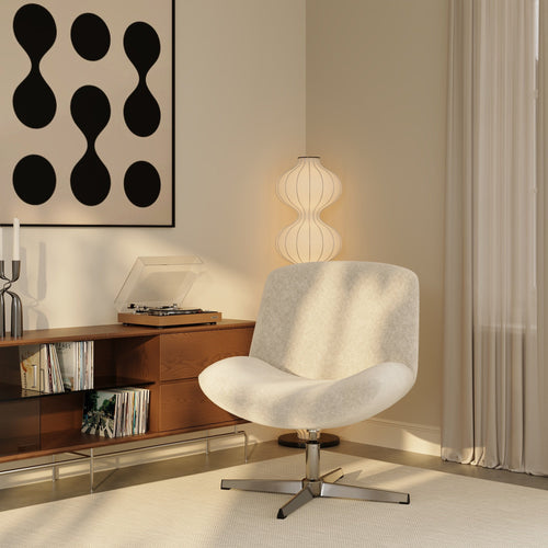 Premium Interiors - Draaistoel ABY - getextureerd fluweel crème 66cm