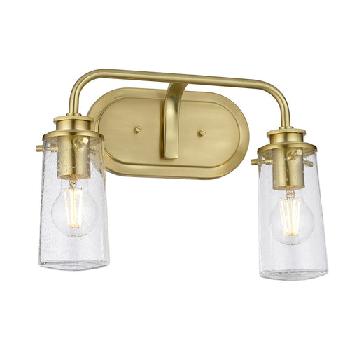 Braelyn Kichler 2-lichts wandlamp geborsteld messing IP44