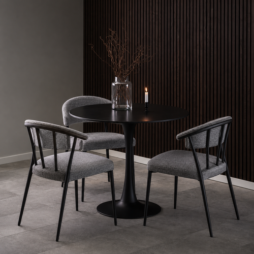 Lisomme Marly ronde eettafel keramiek zwart - Ø90x75 cm