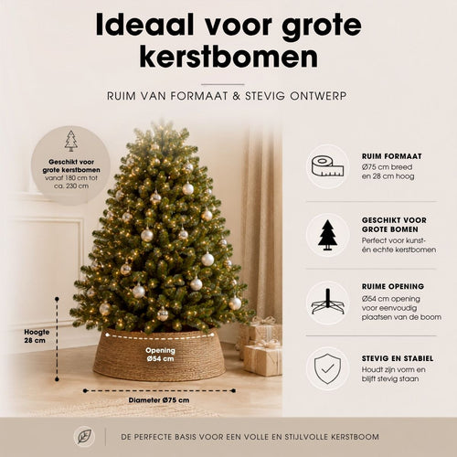 Mica Decorations Kerstboomrok H28 x D75 cm - Kerstboommand - Bruin - Gevlochten Zeegras