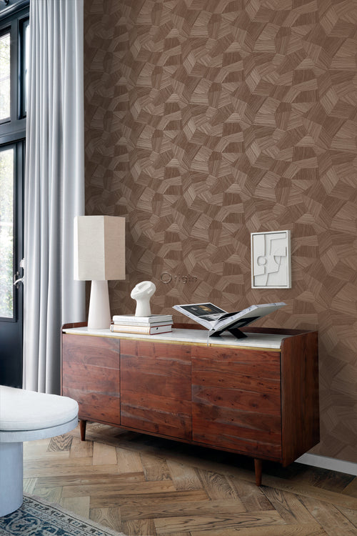 Origin Wallcoverings eco-texture vliesbehang grafisch 3D motief roest bruin - 0.53 x 10.05 m - 347824 - vtwonen shop