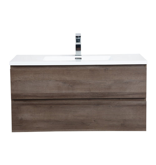 Badplaats Badkamermeubel Set Angela 100 cm – Bruin Eiken – Badmeubel met Wastafel