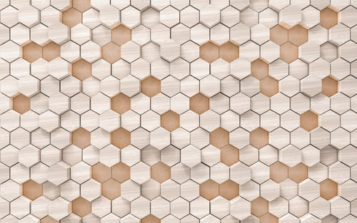 Sanders & Sanders fotobehang hexagon beige en zandkleurig - 400 x 250 cm - 611884