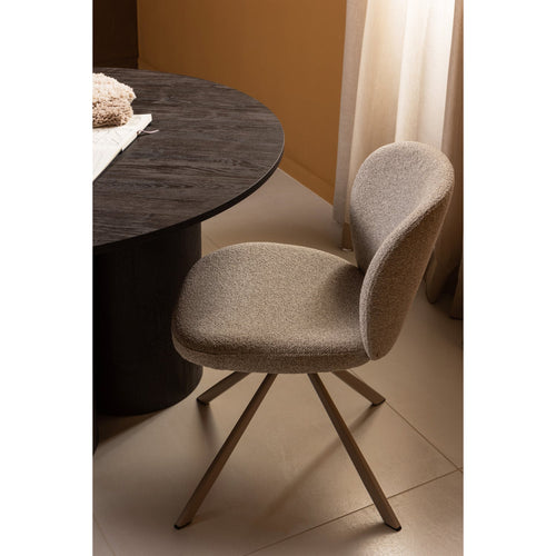 WOOOD eetkamerstoel Femke - Bouclé - Naturel - Set van 6