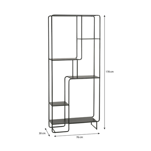 Mica Decorations Jules Open kast - L76 x B30 x H178 cm - Metaal - Zwart