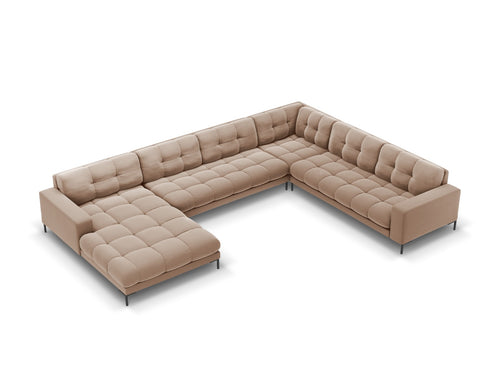 Cosmopolitan Design Panoramische hoekbank rechts Bali 7-zits, flueel, beige - 256x327x75cm