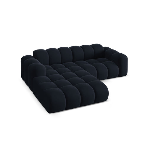 Cosmopolitan Design - Linker hoekbank Treno 3-zits, flueel donkerblauw - 184x240x70cm