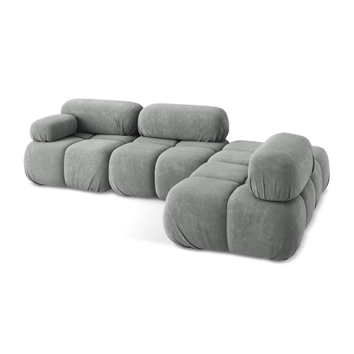 LaMiaSofa hoekbank rechts Sanremo - chenille stof - grijs - 285x190x70