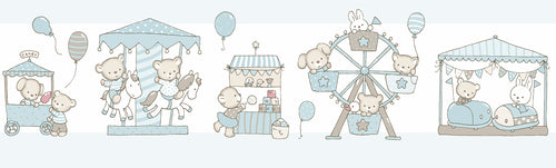 Sanders & Sanders zelfklevende behangrand dieren vergrijsd blauw en wit - 500 x 17.5 cm - 640601