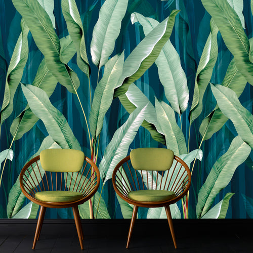 Art for the Home Fotobehang - Leaves Green - Blauw/Groen - 280x200cm - vtwonen shop