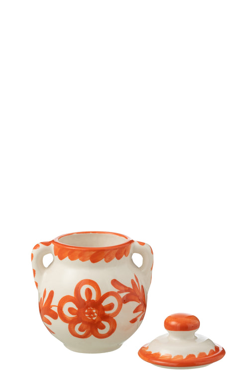J-Line voorraadpot Granada - keramiek - wit/oranje