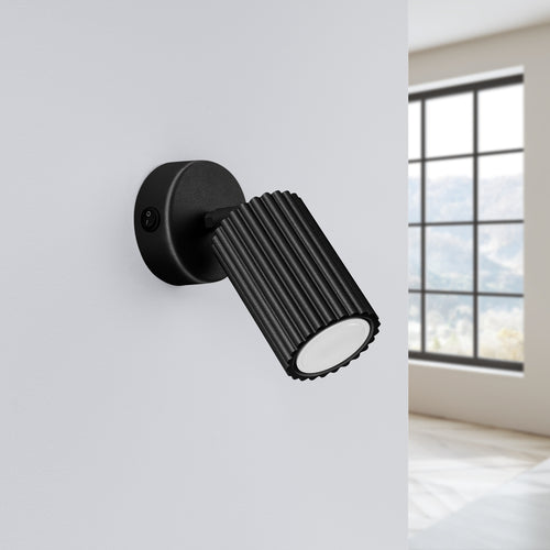 Sollux Lighting Wandlamp KARBON zwart met schakelaar - 8x8x16cm
