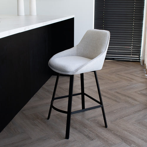 Giga Meubel Barstoel Roos - Stof/Metaal - Beige - Set van 2 - vtwonen shop