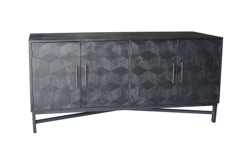 Giga Meubel Dressoir Jazz - Zwart Mangohout - 160x45x85cm