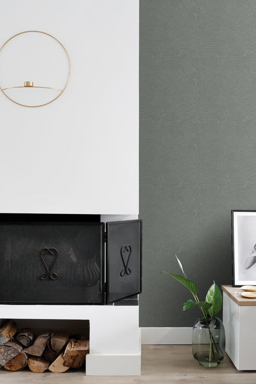 ESTAhome behang 3d golvende lijnen vergrijsd groen - 50 x 900 cm - 139664 - vtwonen shop