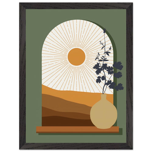Artfulprints Poster met Lijst Boho – Sunset window   - 30x40 cm - Bruin