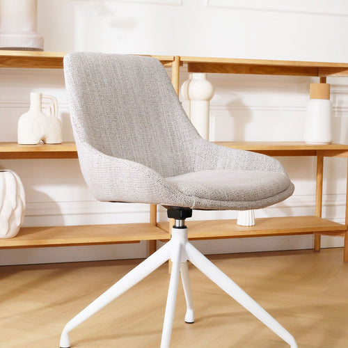 Nolon Nola-Isa Eetkamerstoel Beige Gemêleerd - Draaibaar Wit Onderstel - vtwonen shop