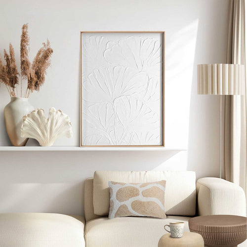 Reinders Flowers White schilderij 3d art -  wit - woonkamer - 70x50cm