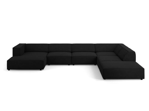 Cosmopolitan Design Panoramische hoekbank rechts Arendal 7-zits, chenille met ribbeleffect, zwart - 262x364x70cm