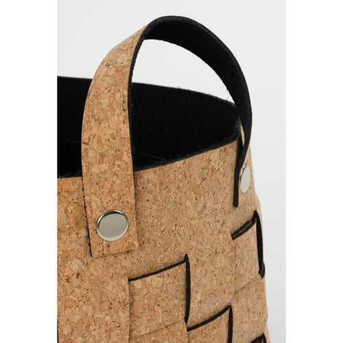 Mica Decorations Opbergmand - Set van 3 - L40 x B30 x H30 cm - Kurk/Vilt - Bruin