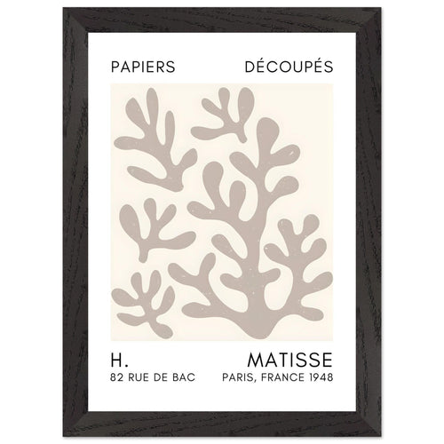 Artfulprints Poster met Lijst Matisse – Coral shadows grey   - A4 21x29.7 cm - Grijs